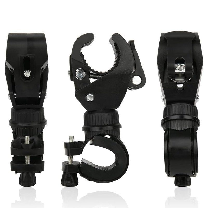 2 Pack Bicycle Flashlight Mount, 360 Degree Rotating Bike Light Mount, Universal Torch Clip for Mountain Bike and Bicycle LED Light Mount, Camera, GPS