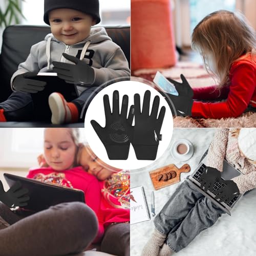 Kids Thermal Winter Gloves - Touch Screen Anti-Slip Fleece - Black, X-Small