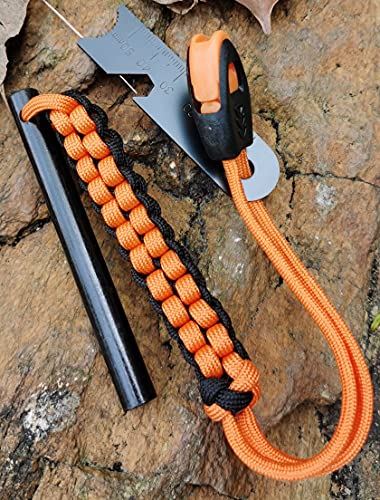 4-Inch Ferro Rod Fire Starter with Paracord Lanyard and Whistle