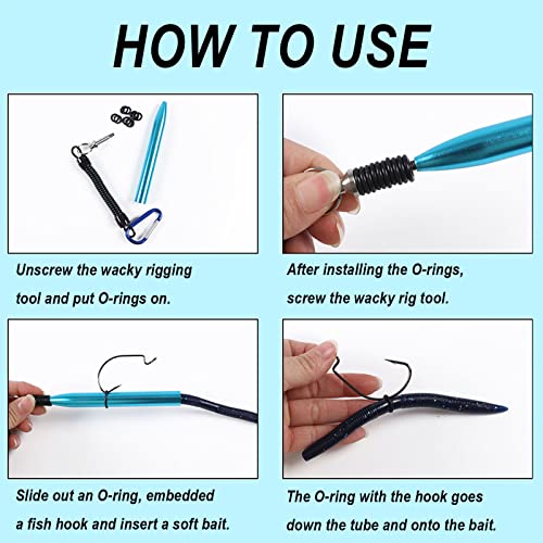 Wacky Rig Tool Kit with 10 O-Rings - Blue Fishing Rigging Tool