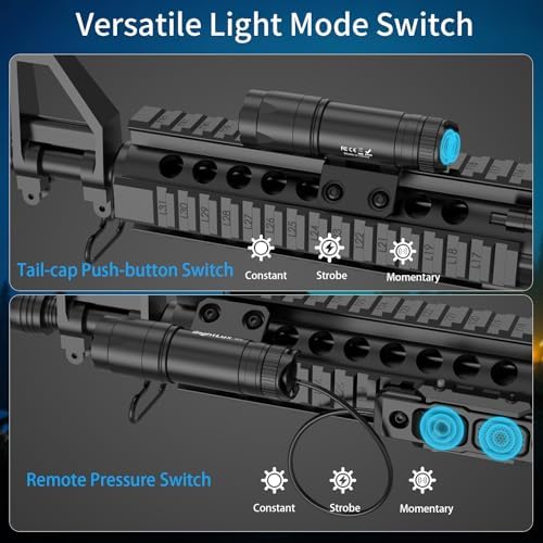Light Laser Combo for Rifle - 1000 Lumens LED Tactical Weapon Light with Remote Pressure Switch, USB C Rechargeable Gun AR Flashlight with Charger for Hunting Shooting, Alumium
