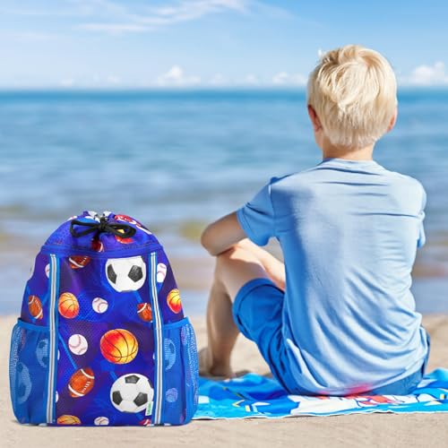 WAWSAM Ball Kids Drawstring Backpack with 2 Bottle Pockets & Reflective Strips