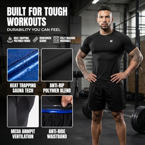 Heat Trapping Sauna Shirt for Men - Compression Sweat Vest, X-Large Black