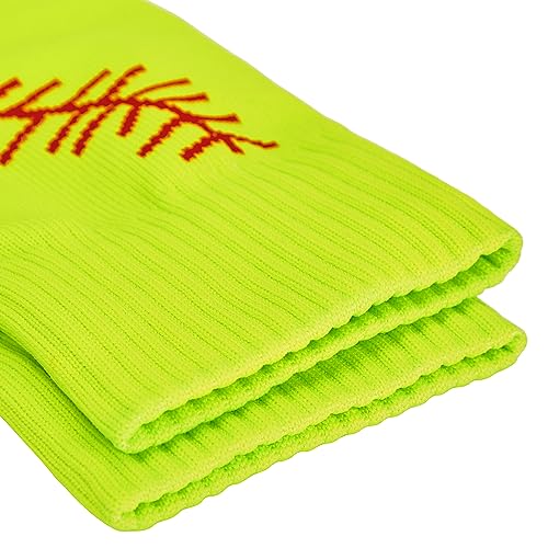 Knee High Softball Socks with Stitches - Neon Yellow - Medium