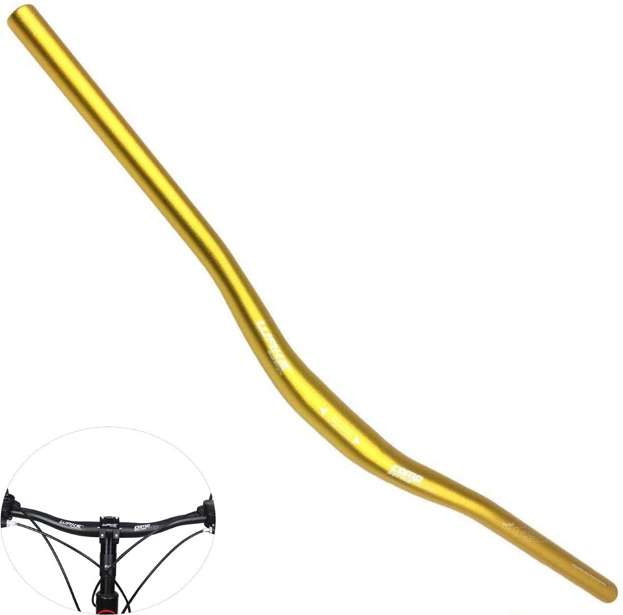 Wake 31.8mm MTB Mountain Bike Handlebar, Aluminum Alloy Mountain Bike Bicycle Riser Handlebar Extra Long 720/780mm with Paint Matte Surface (Gold, 780mm)