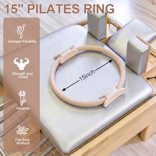 Fetrimes Beige Pilates Ring 15 inch with Dual Padded Handles – Adjustable Yoga Circle
