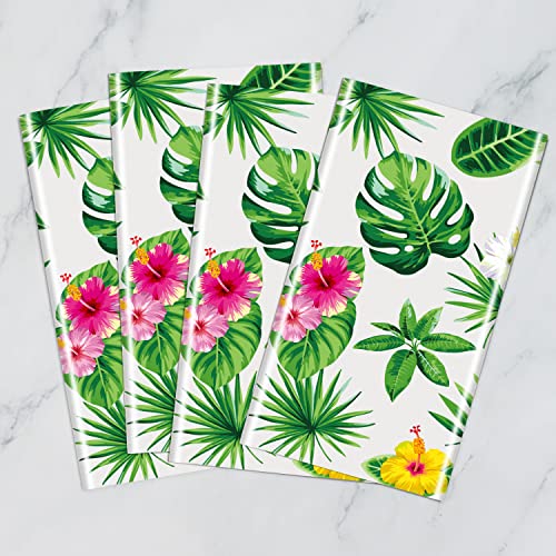Hawaiian Luau Tablecloths - 4 Pack Tropical Palm Leaves 86x51