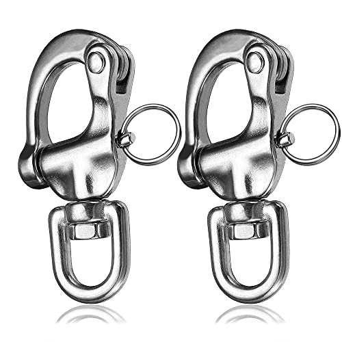 316 Stainless Steel Swivel Eye Snap Shackle - 2-3/4 Inch, 2Pcs