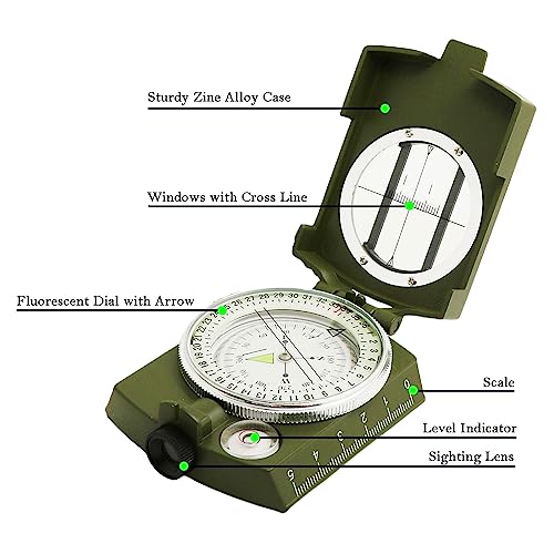 Hiking Compass for Survival - Water-Resistant Pocket Compass - Navy