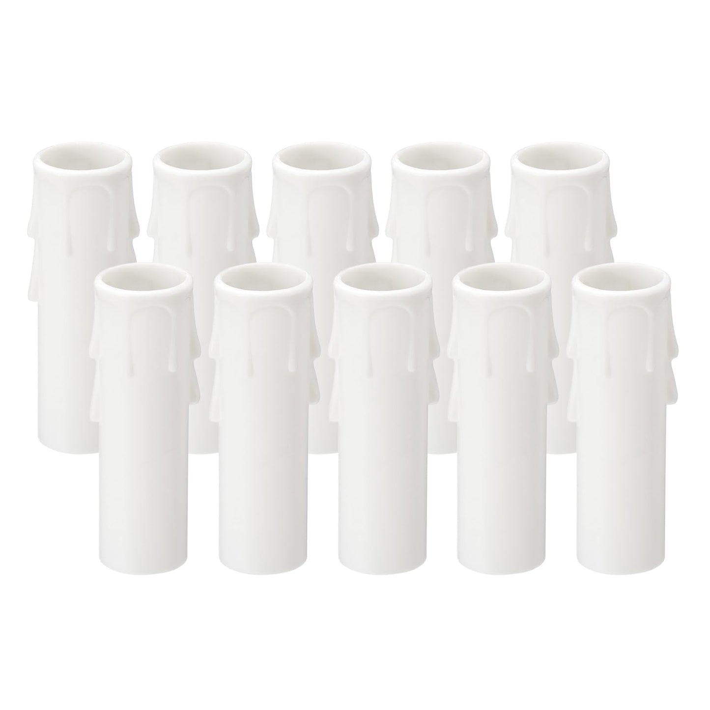 PATIKIL 3 Inch Tall Candle Covers Sleeves, 10Pcs Plastic E12 Chandelier Socket Sleeves Drip Candle Socket Covers Bulb Light Base Holder for Crystal Candle Lamps, White