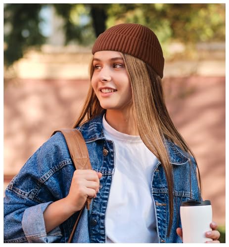 Winter Knit Trawler Beanie for Men & Women - Caramel