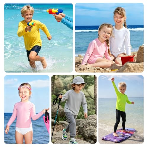 Boys' & Girls' Long Sleeve UV Sun Rash Guard - Large, White
