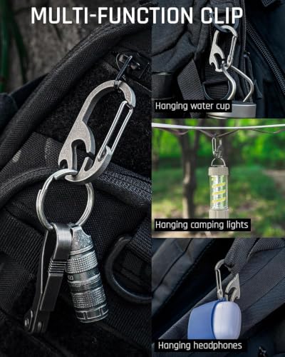 TISUR Titanium Carabiner Keychain Clip with Bottle Opener, Gray (1-pack)