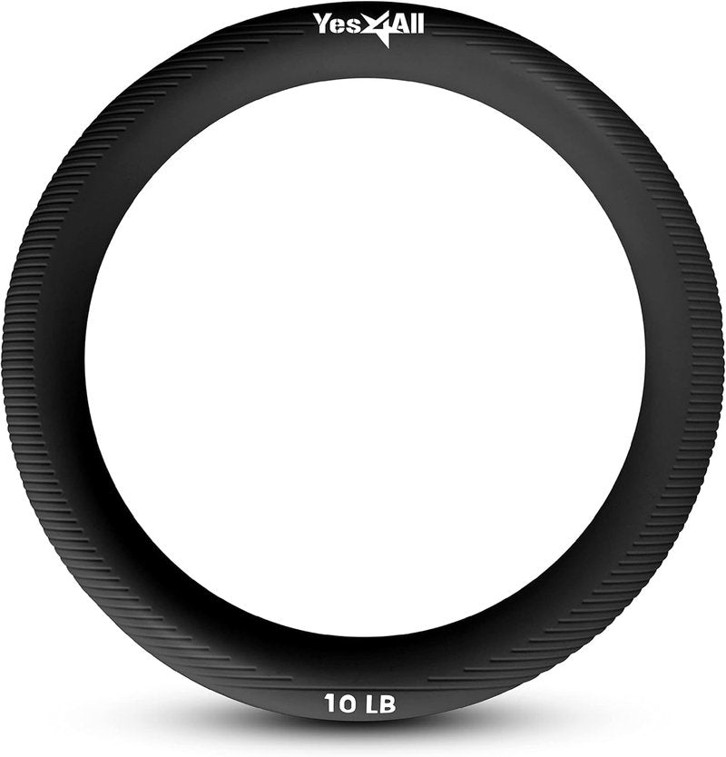 Yes4All Power Ring 10lbs, Weight Ring, Weighted Circle, Kettlebell for Yoga Exercise, Aerobics, Home Fitness, Core Training - Black