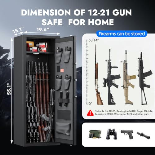 Gun Safe for 21 Firearms - rifles & pistols, Black