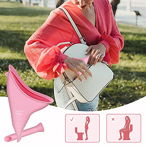Reusable Female Urination Device - Silicone Pee Funnel for Women - Pink
