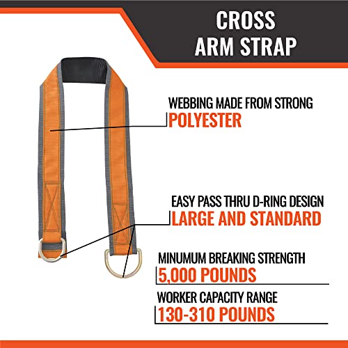Malta Dynamics 4' Cross Arm Fall Protection Safety Strap, OSHA/ANSI Compliant - D-Ring, Beamer, I-Beam & H-Beam Anchor