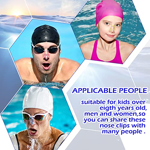 12 Pack Soft Silicone Swimming Nose Clips with Case - Bright Colors