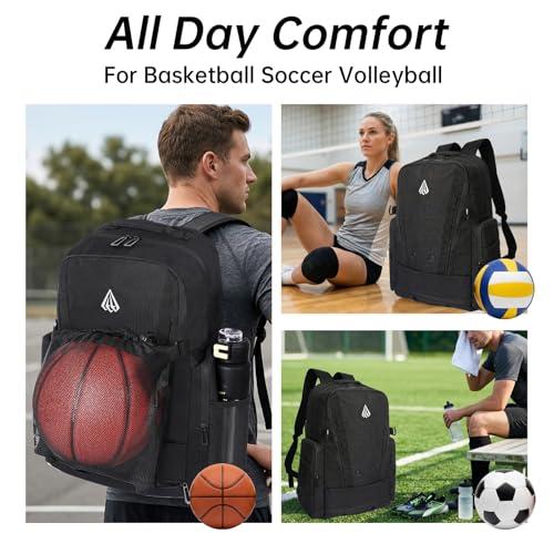 Gemgoal Black Extra Large Basketball Bag with Size 14 Shoe Pocket & Detachable Mesh - New Black