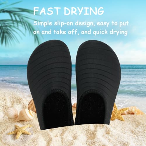 Kids Water Shoes Quick-Dry Aqua Socks - 3-4 Big Kid / Black