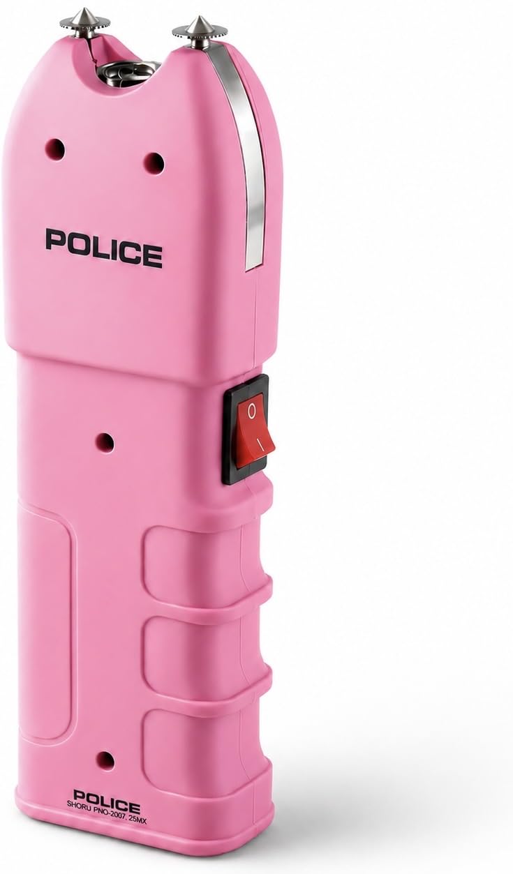 POLICE Stun Gun for Self Defense 928 - High Voltage Rechargeable with LED Flashlight, Compact & Heavy Duty, Personal Security for Women - Pink