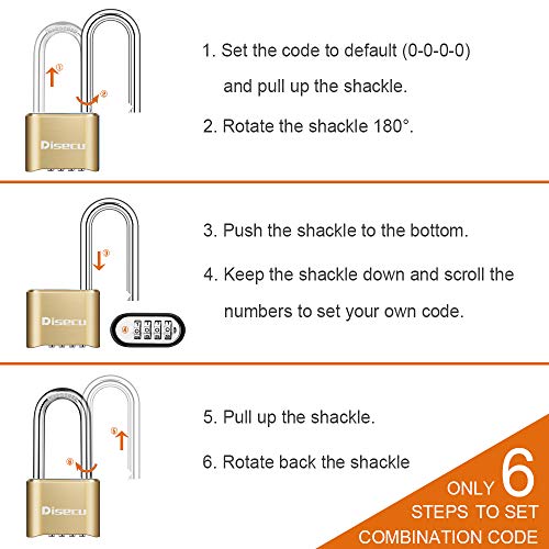 Heavy Duty 4 Digit Combination Lock 2.5 Inch Long Shackle Outdoor Waterproof Padlock for School Gym Locker, Fence, Gate, Case, Hasp Storage (Brass, 2 Pack)