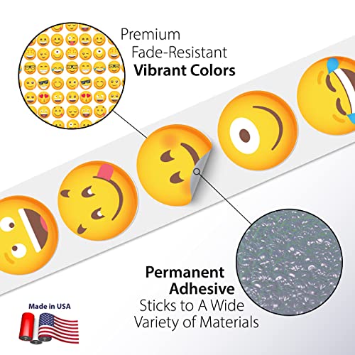 Emoticon Stickers for Kids - 1.5" Smile Circle Stickers - 18 Designs