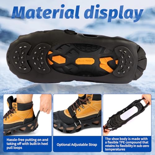 Ice Cleats for Shoes and Boots - 30 Spike Crampons, Medium Size