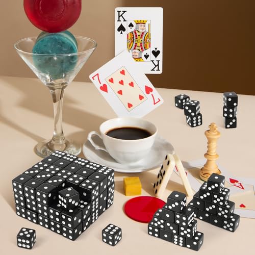 100 Pcs Black Casino Dice Set - 16mm Acrylic Game Dice