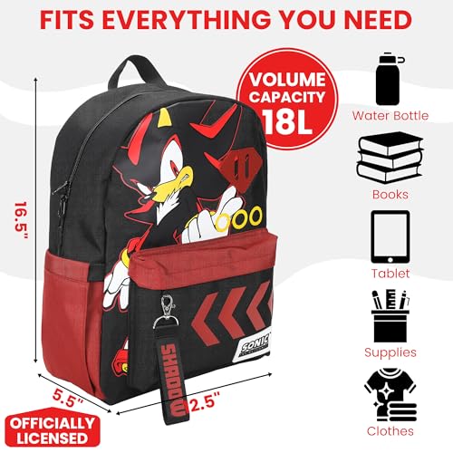 Sonic The Hedgehog Shadow 16.5" Black Backpack with Laptop Pocket