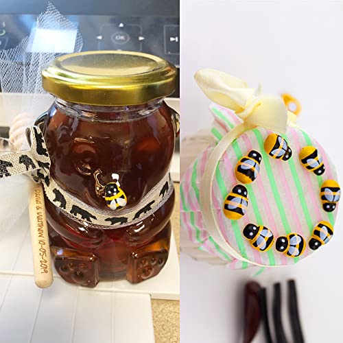 100PCS Self-Adhesive Wooden Bee Embellishments - Tiny Yellow Bee Decor
