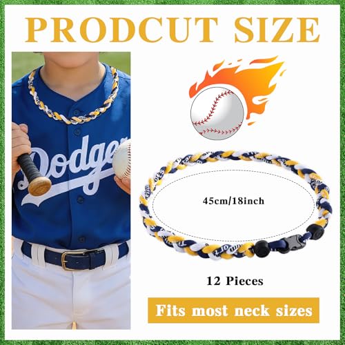 18-Inch Baseball Necklace for Boys - Navy, Yellow & White