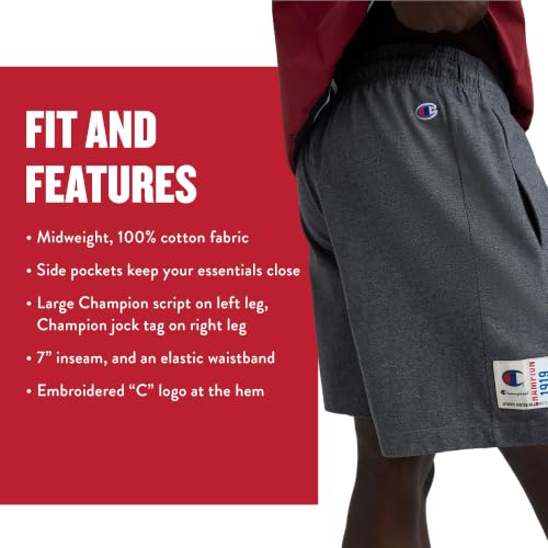 Champion Men's Graphic Lounge Shorts Medium Black 7 Inch Inseam Lightweight Cotton