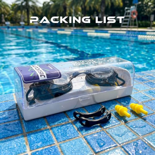 Jisucute Black High-Performance Racing Swim Goggles for Adults