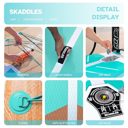 Inflatable Stand Up Paddle Board 10’6” - Mint Green Wood Grain