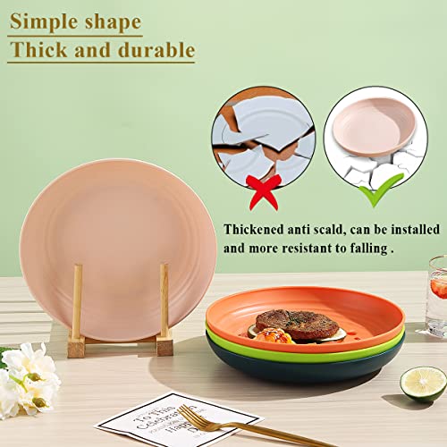 Berglander 9 Inch Plastic Deep Dinner Plates Set of 8 - Reusable, Unbreakable, BPA-Free, Microwave & Dishwasher Safe