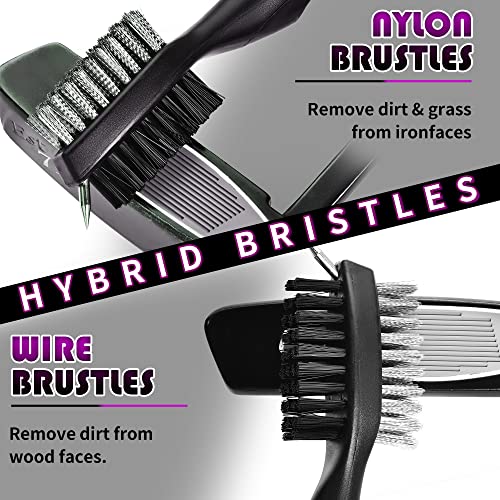 Golf Club Brush with Retractable Cord - Pink