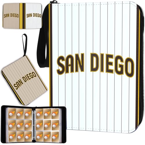 San Diego Baseball Card Binder with 900 Pockets - Collectible Trading Card Album, 3 Ring Storage Book for Sports Cards, Brown
