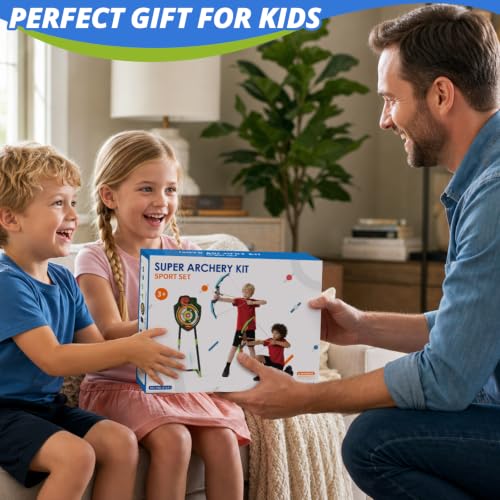Kids LED Bow and Arrow Set with Dinosaur Target - 2 Pack