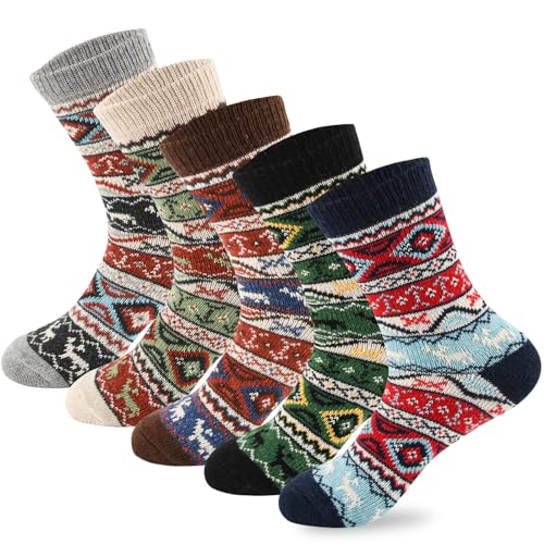 Cozy Wool Socks for Women - 5 Pairs, Multicolor - Gift Idea