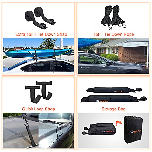 Universal Kayak Roof Rack Pads - 32 Inch Soft Pads with Straps
