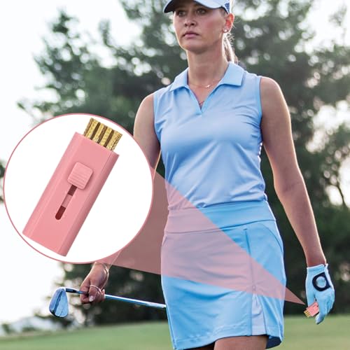 Retractable Golf Club Cleaner Brush - 2 Pack, Pink