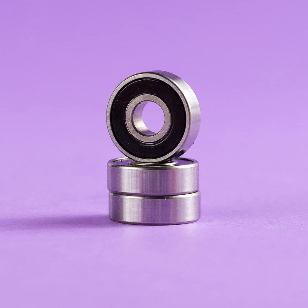 Better Bearings - Rock Solids, Roller Skate Bearings, 16 Pack, Quad Skates, ABEC 9 Rated, Hardwearing, Tough, Long Lasting, Pre Lubed, Replaceable Rubber Shields, Women Supportive, 8mm, Multi