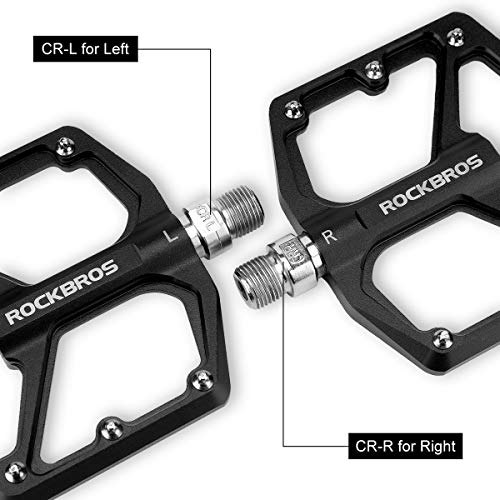 Aluminum MTB Pedals - Wide Platform Flat Pedals for BMX & Mountain Bikes - Black