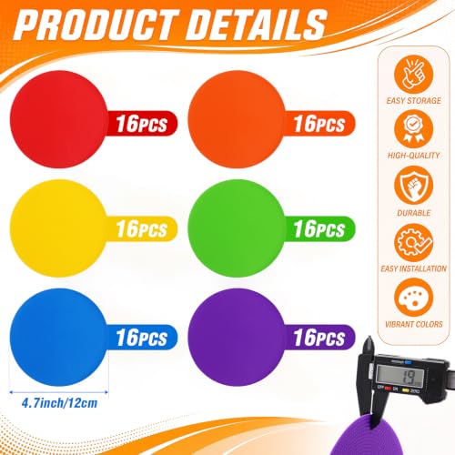 5-Inch Non-Slip Floor Spot Markers - 60 Count, 6 Colors