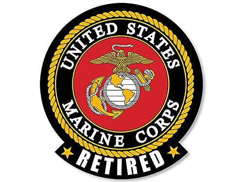 United States Marine Corps Retired Tab Sticker - 4 Inch Vinyl Decal