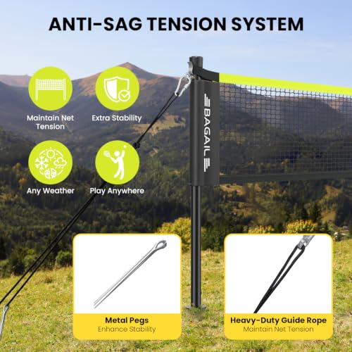 Outdoor Badminton Net Set with Anti-Sag Winch System - Yellow