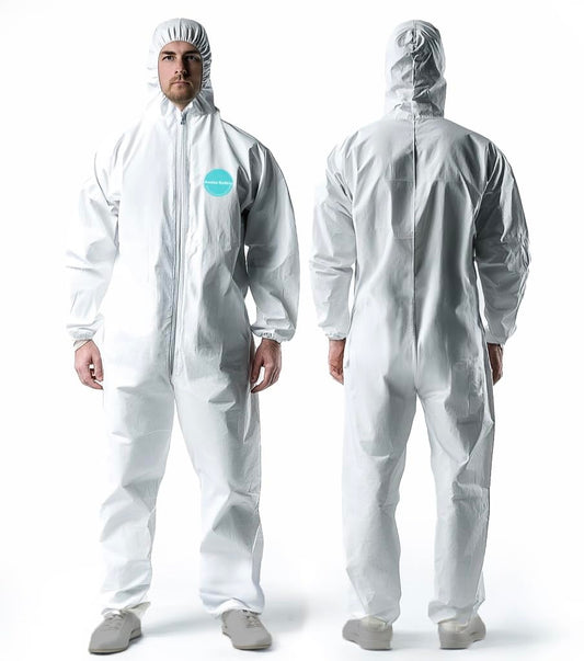 Andes Safety Hazmat Suits, Heavy Duty Full Body Disposable Paint Suits, Coveralls with Hood, Elastic Wrists and Ankles, Available in 10 Sizes, Extra Small