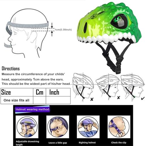 Toddler Kids Bike Helmet for Boys & Girls, Adjustable 48-54cm, Lightweight, Cartoon Animal Design