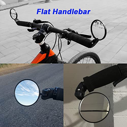 Bicycle Mirrors for Handlebars - 360-Degree Rotation, Unbreakable Lens (2 PCS)